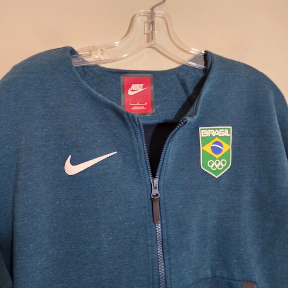 Nike Olympic sportswear teal tech fleece Brasil full zip front woman size Large - Picture 12 of 14